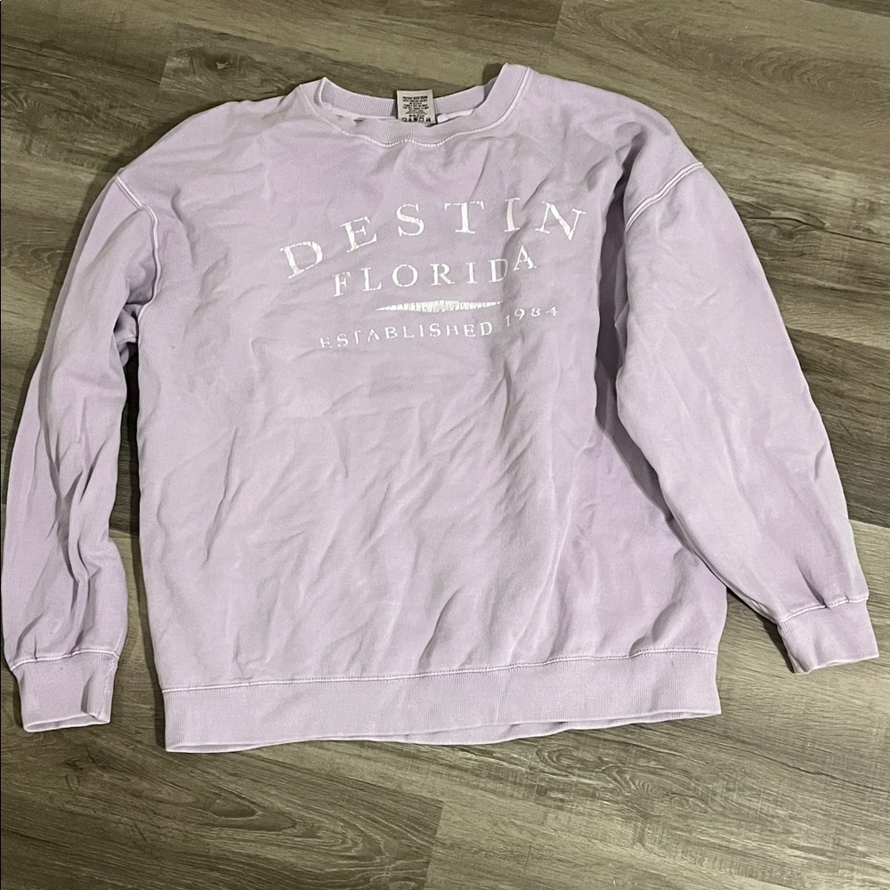 Lavender Destin Florida Crewneck Sweatshirt - Soft Pastel Pullover